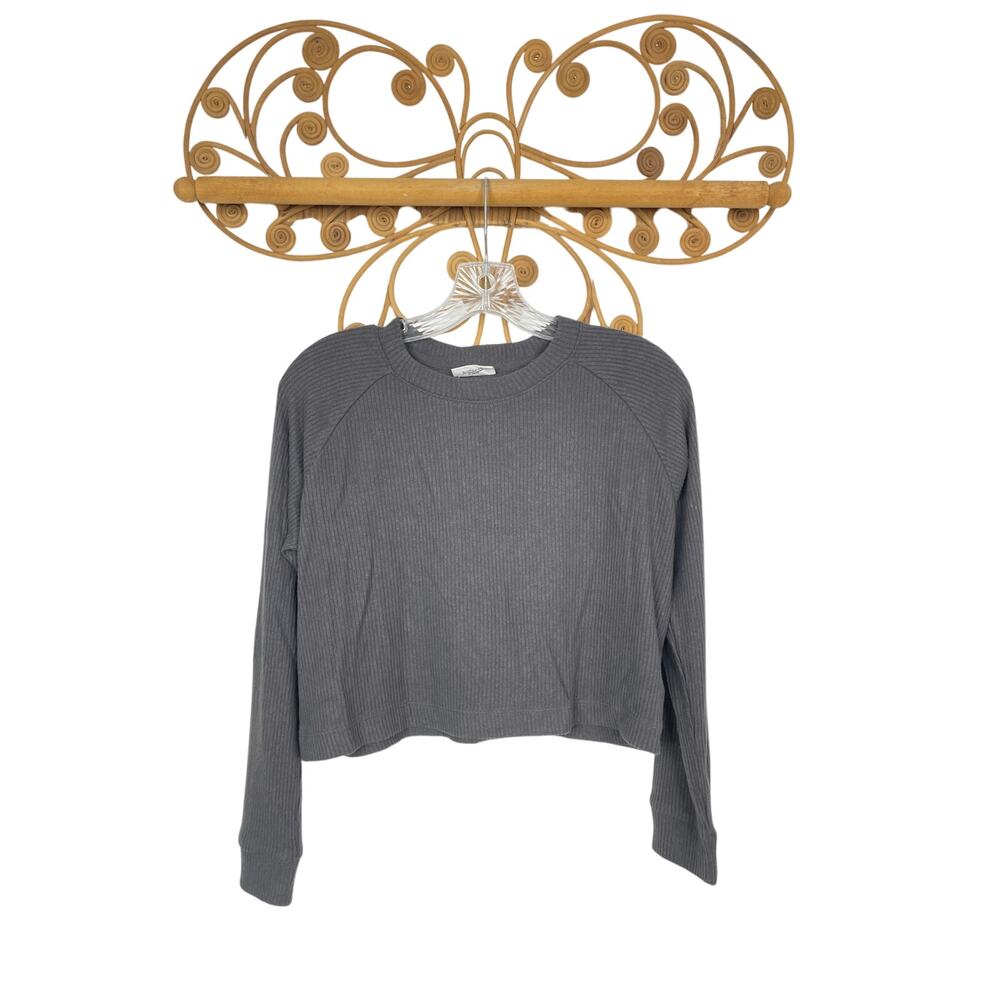 NEW Gap Teen gray soft ribbed long sleeve crop top girls 10 gray